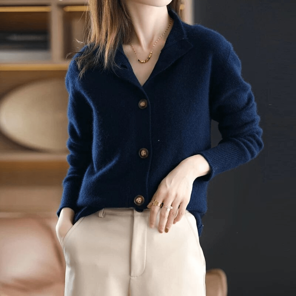 Women's 100% Cashmere Cardigan | Relaxed Fit Open Front Sweater | Lightweight Fine Knit Layering Piece for Everyday Comfort