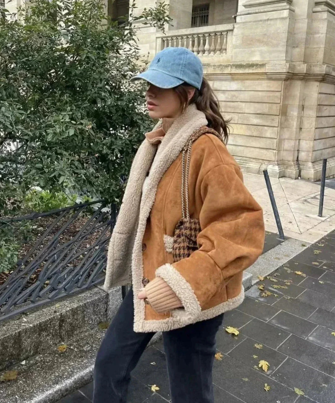Brown Women's Winter Coat with Sherpa Lining