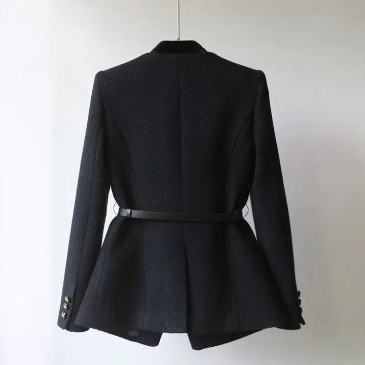 Chic Women's Coat with Belt and Decorative Buttons