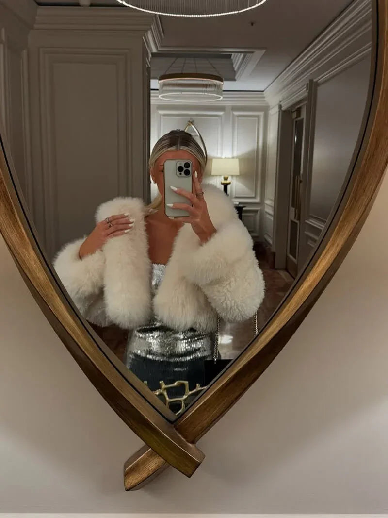 Casual Women's Coat with Faux-Fur Hood