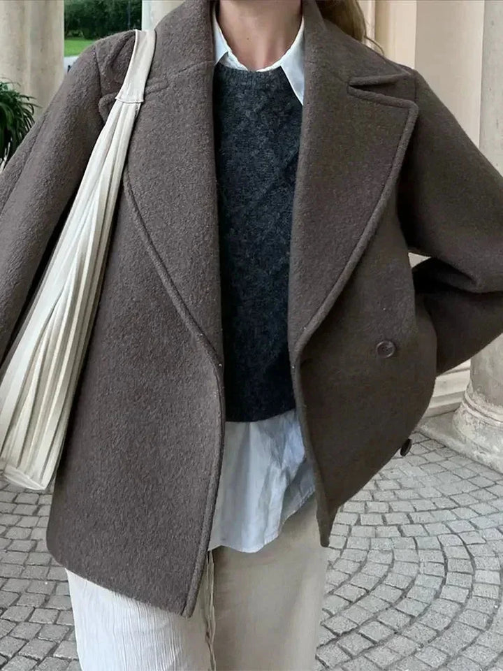 Oversized Brown Coat for Women with Buttons