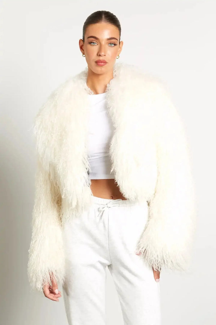 Women's Teddy-Style Coat with Long Sleeves