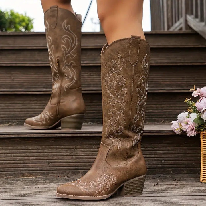 Mencía | Women's High-Shaft Embroidered Cowboy Boots
