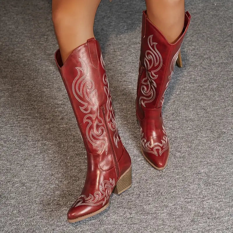 Mencía | Women's High-Shaft Embroidered Cowboy Boots