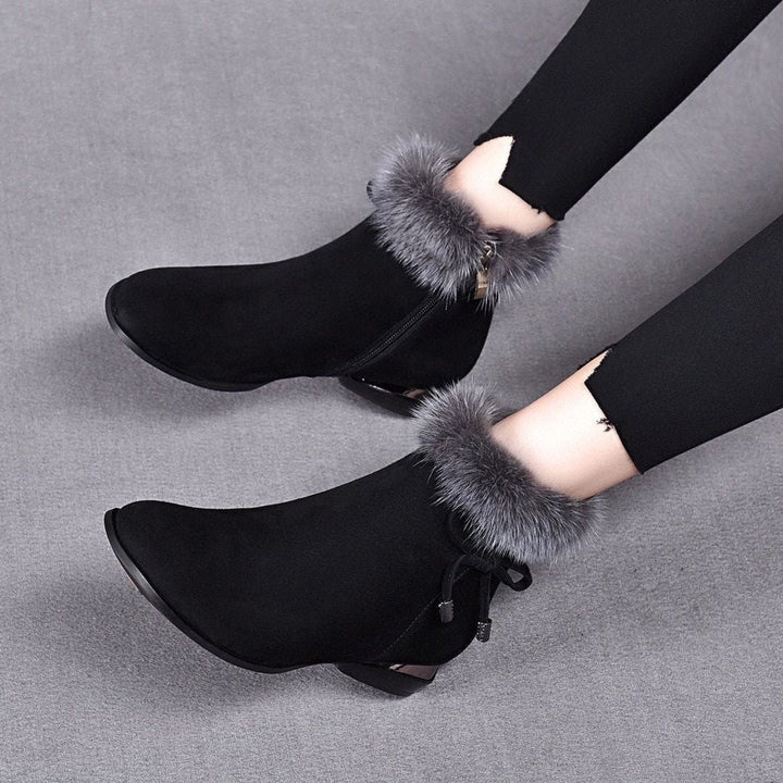 Montserrat | Women's Fur-Lined Suede Ankle Boots with Low Heels for Winter