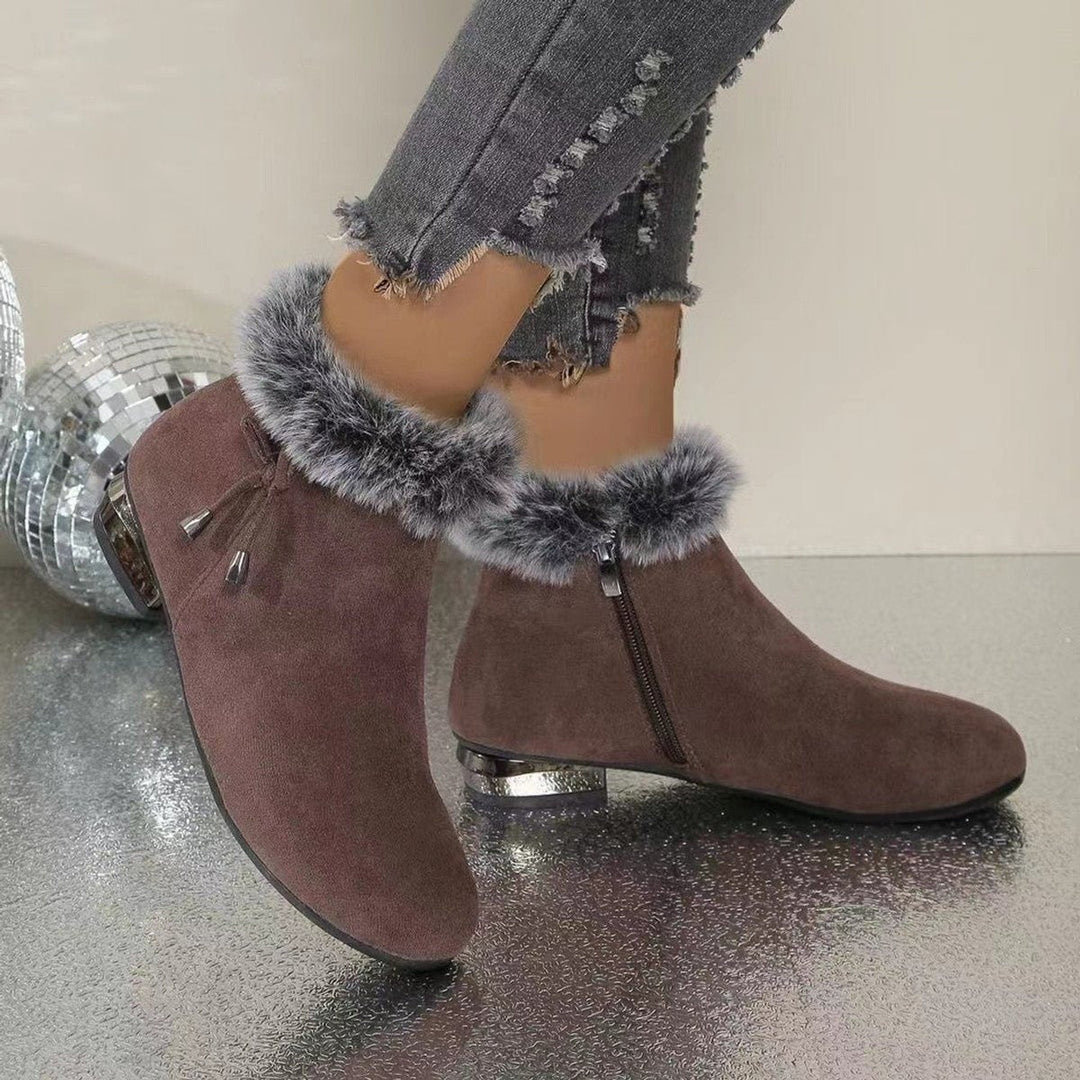 Montserrat | Women's Fur-Lined Suede Ankle Boots with Low Heels for Winter