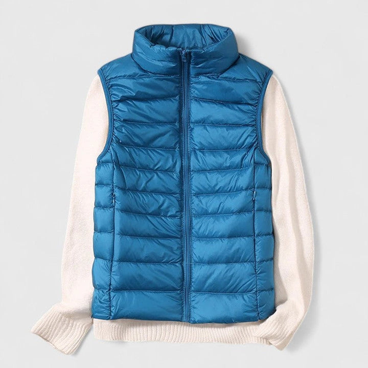 Noelia | Women's Lightweight Padded Vest with High Collar and Zipper