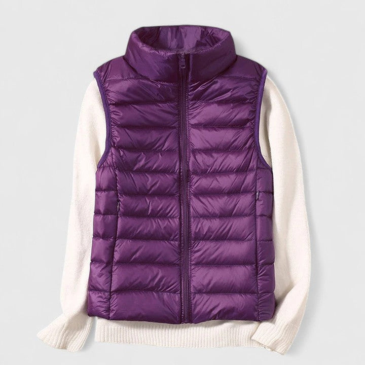 Noelia | Women's Lightweight Padded Vest with High Collar and Zipper