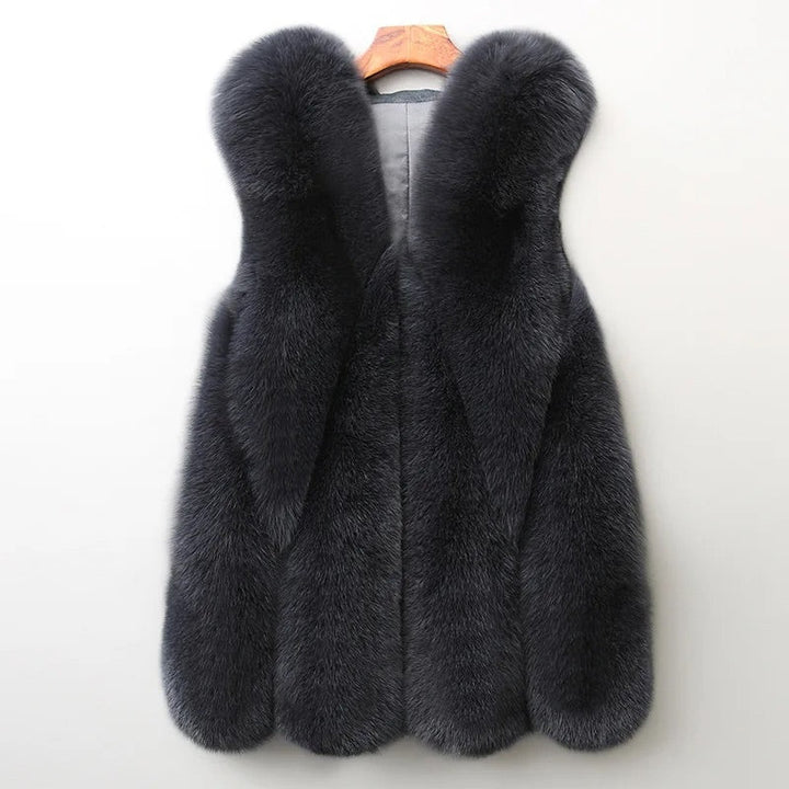 Noelia | Long Leather Vest for Women, Sleeveless, Open Front
