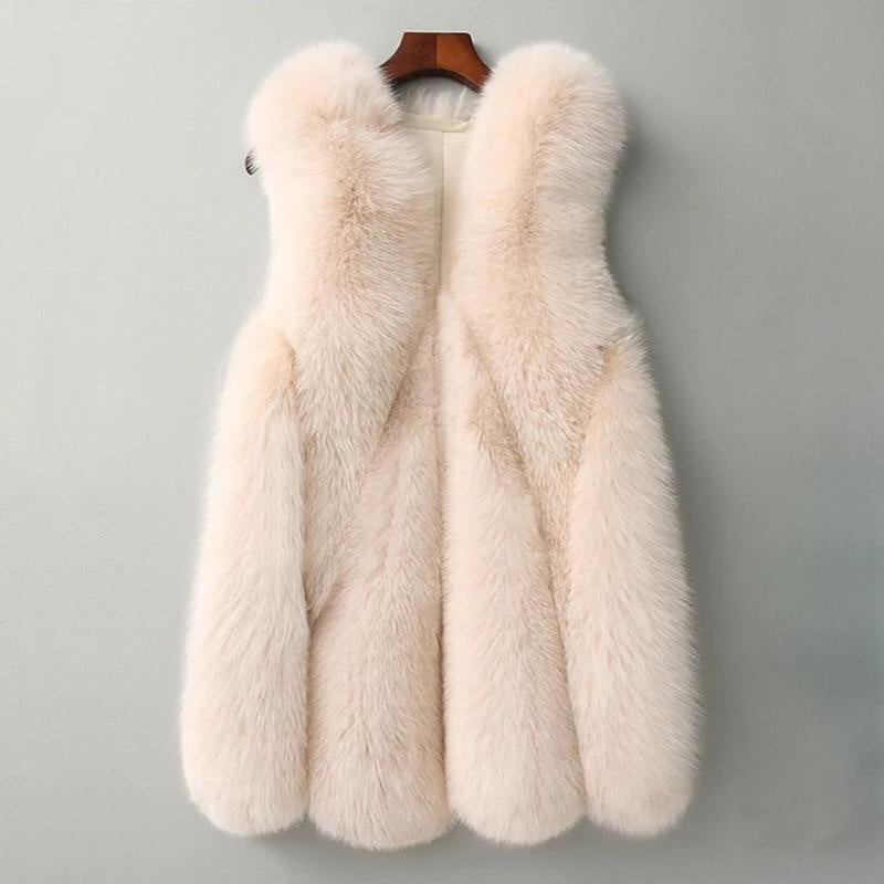 Noelia | Long Leather Vest for Women, Sleeveless, Open Front