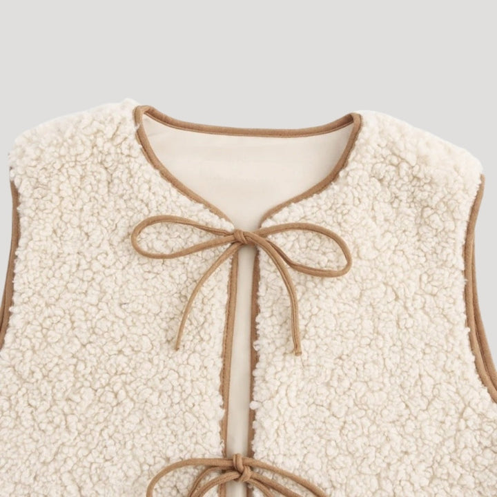 Nuria | Women's Sherpa Vest with Front Ties