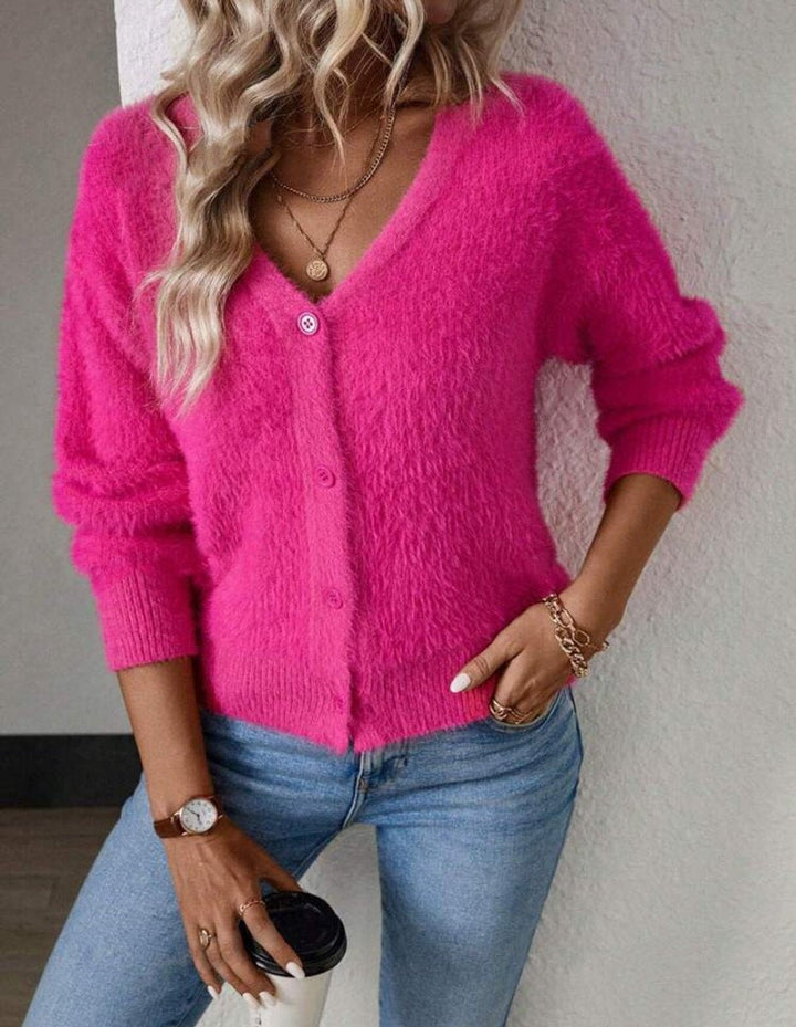 Olga | Women's Soft Knit V-Neck Button-Front Cardigan