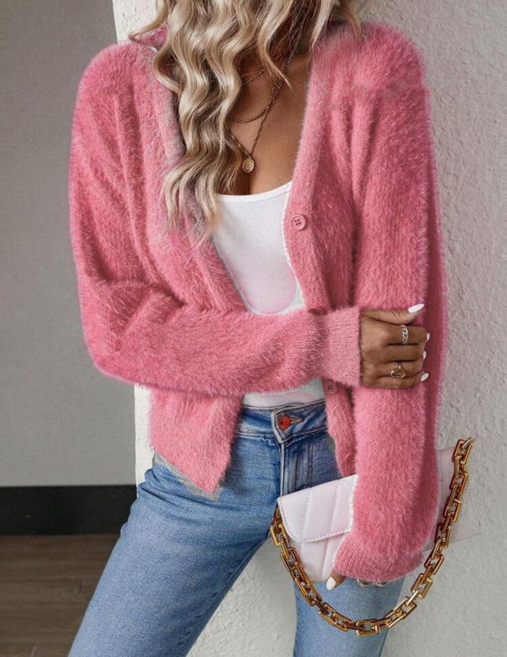 Olga | Women's Soft Knit V-Neck Button-Front Cardigan