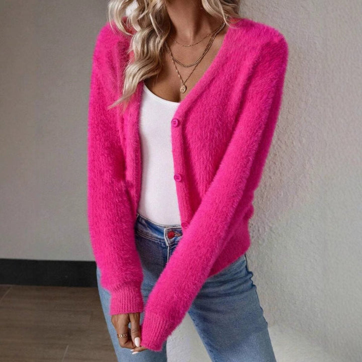 Olga | Women's Soft Knit V-Neck Button-Front Cardigan