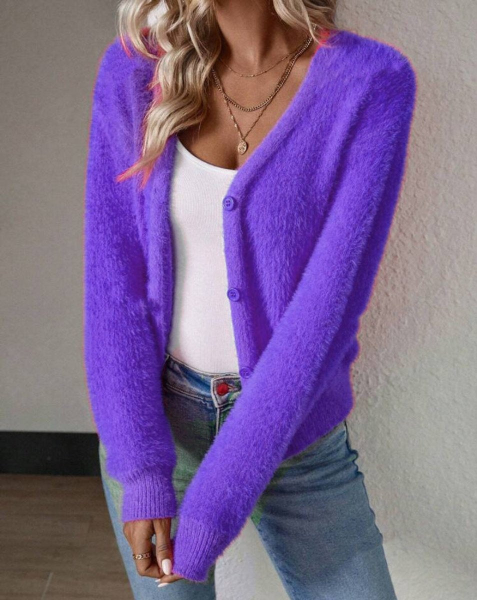 Olga | Women's Soft Knit V-Neck Button-Front Cardigan