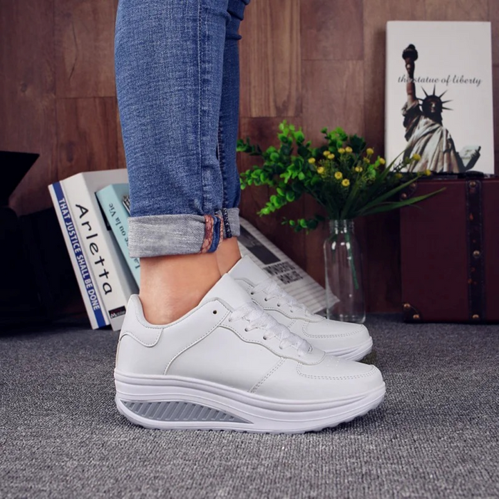 Black Leather Sneakers for Women - MoveEasy