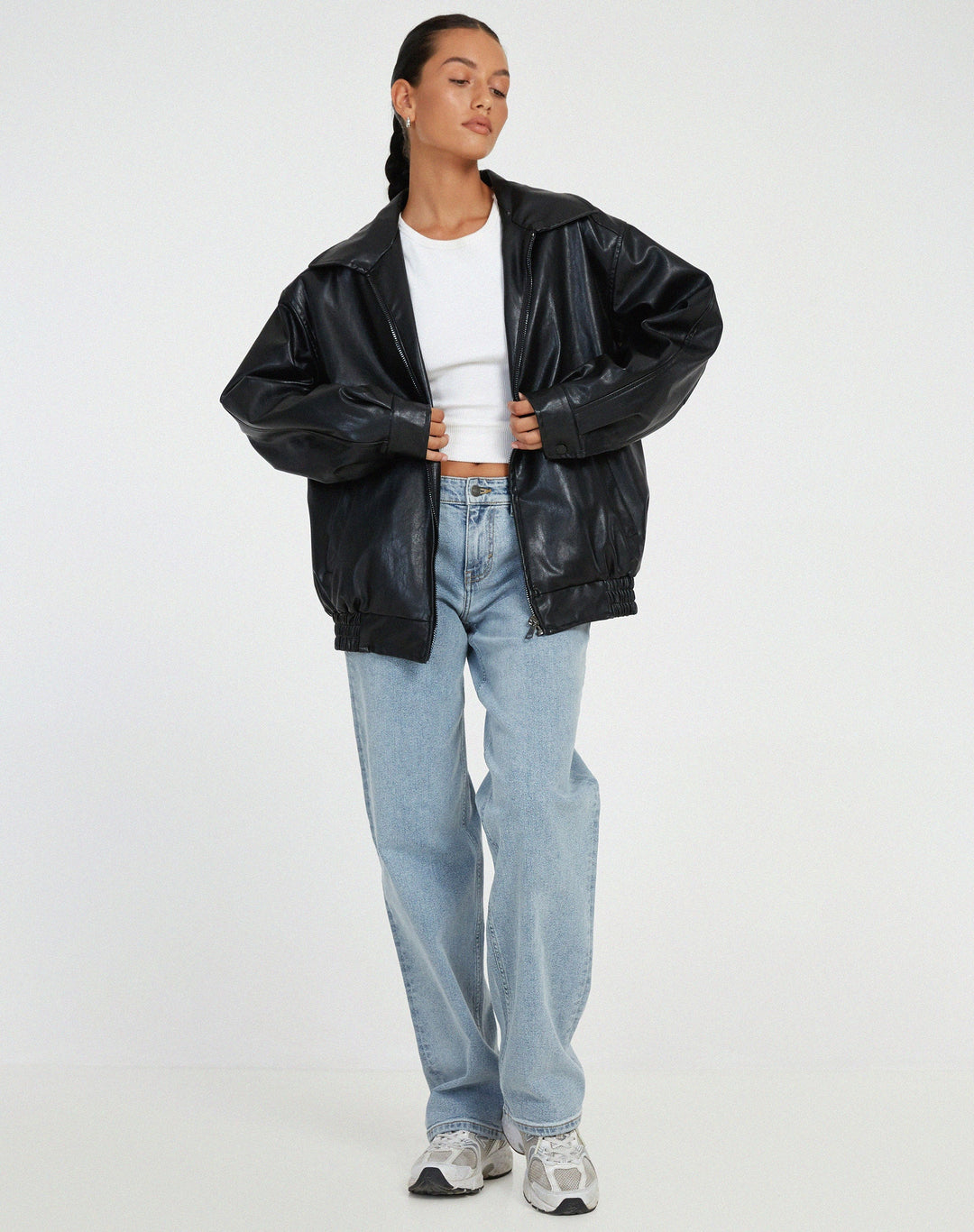 Relaxed Fit Leather Jacket for Women – Mia