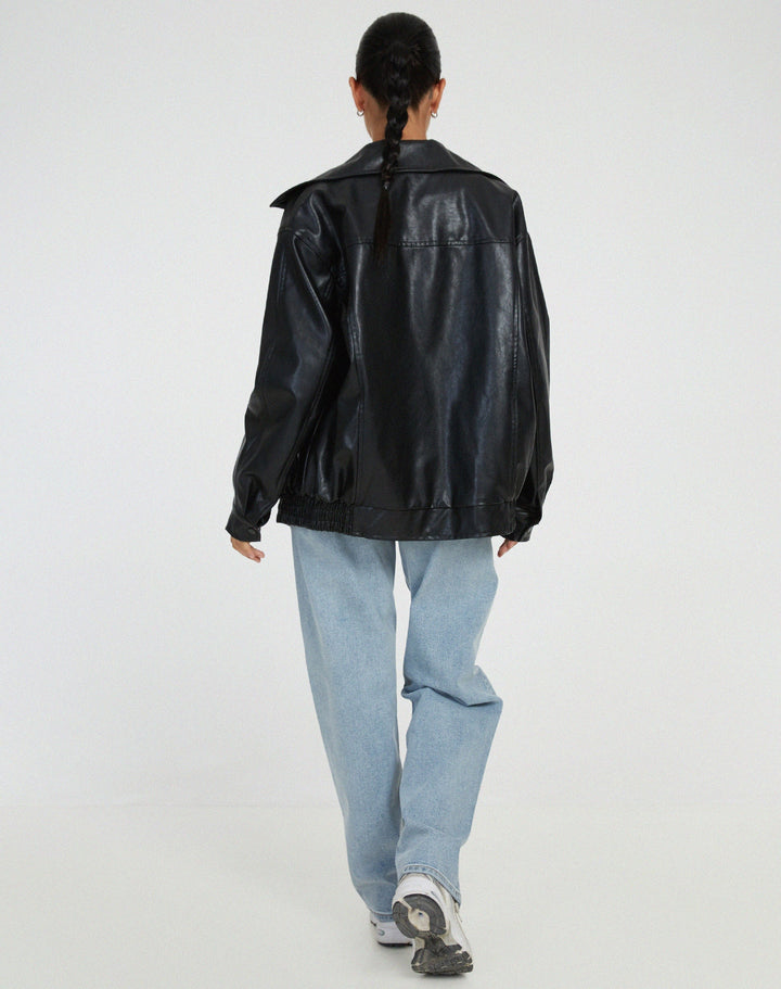 Relaxed Fit Leather Jacket for Women – Mia