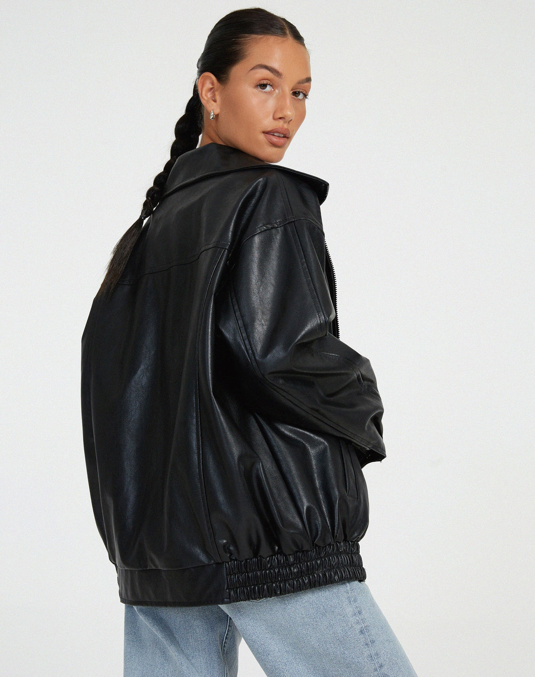 Relaxed Fit Leather Jacket for Women – Mia