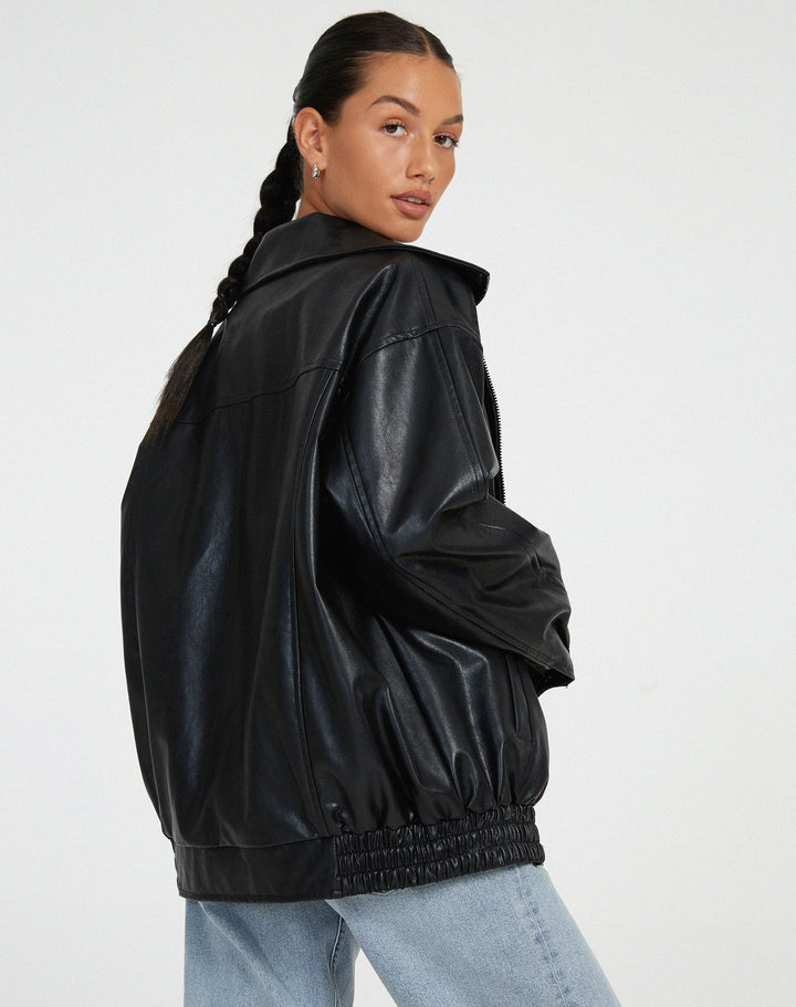 Relaxed Fit Leather Jacket for Women – Mia