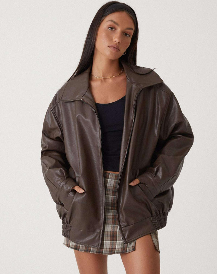 Relaxed Fit Leather Jacket for Women – Mia