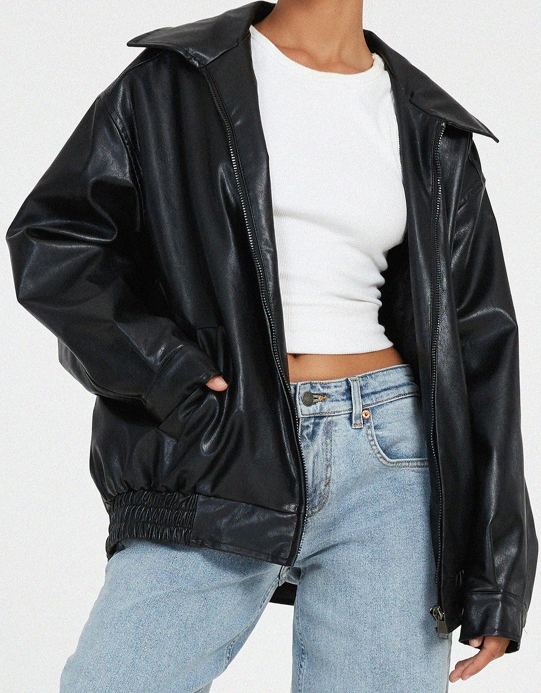Relaxed Fit Leather Jacket for Women – Mia