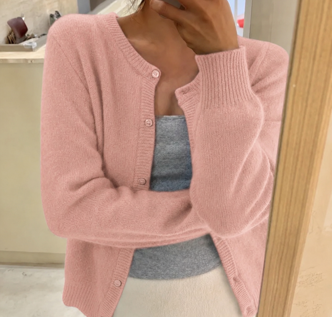 Paula | Women's Soft Knit Cardigan with Round Neck and Buttons