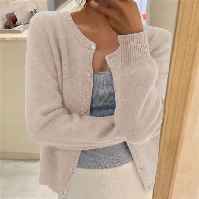 Paula | Women's Soft Knit Cardigan with Round Neck and Buttons