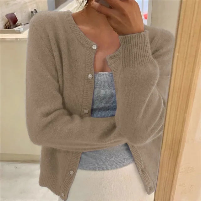 Paula | Women's Soft Knit Cardigan with Round Neck and Buttons