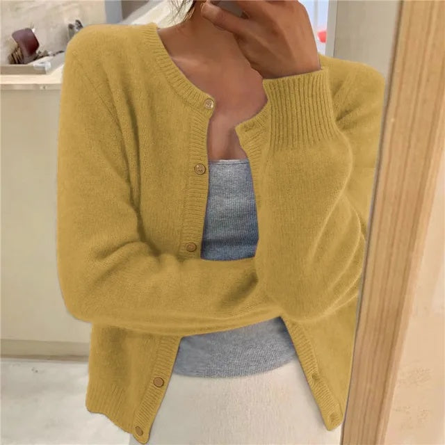 Paula | Women's Soft Knit Cardigan with Round Neck and Buttons