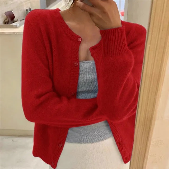 Paula | Women's Soft Knit Cardigan with Round Neck and Buttons