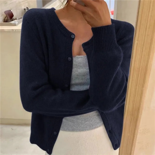 Paula | Women's Soft Knit Cardigan with Round Neck and Buttons