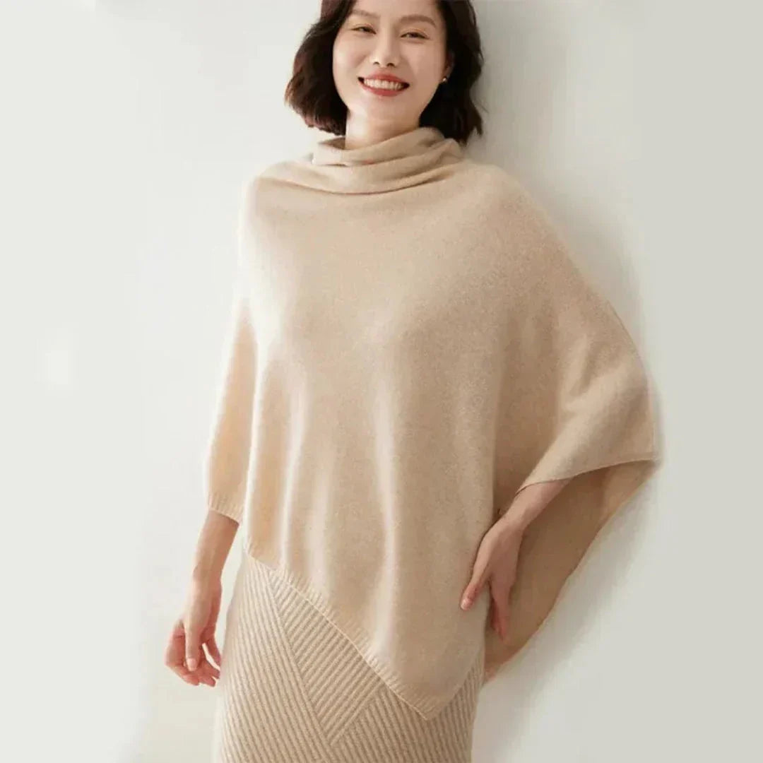 Elegant poncho for women with asymmetrical cut