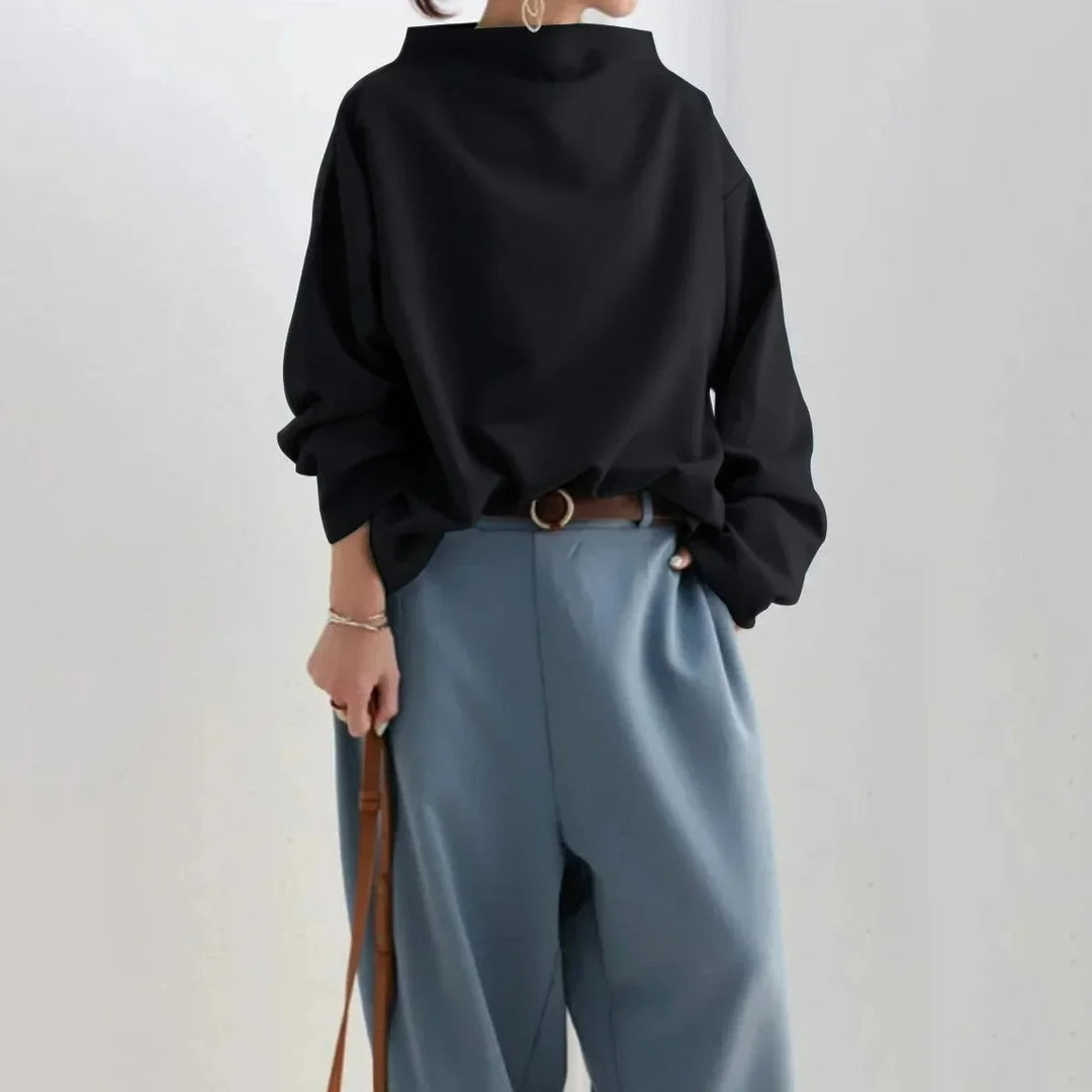 Chic High-Neck Black Sweater for Women