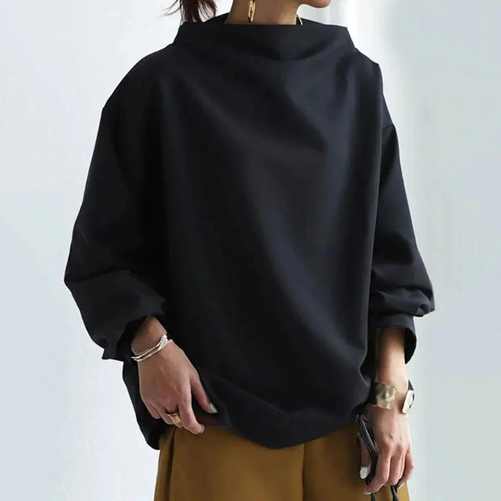 Chic High-Neck Black Sweater for Women
