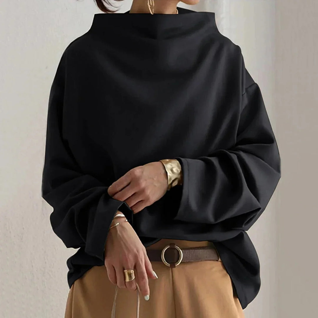 Chic High-Neck Black Sweater for Women