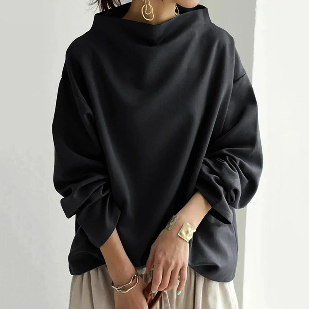 Chic High-Neck Black Sweater for Women