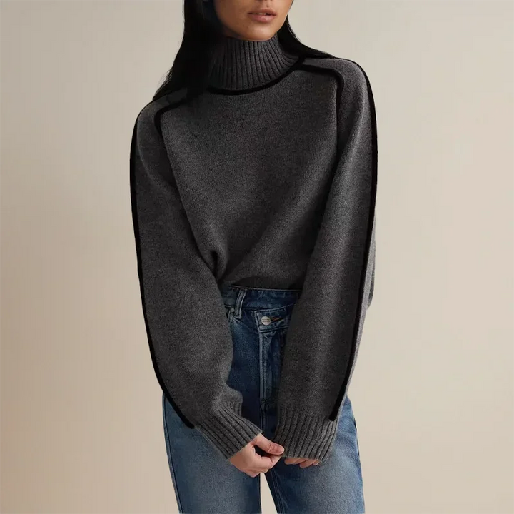Women's Turtleneck Sweater with Contrast Trim