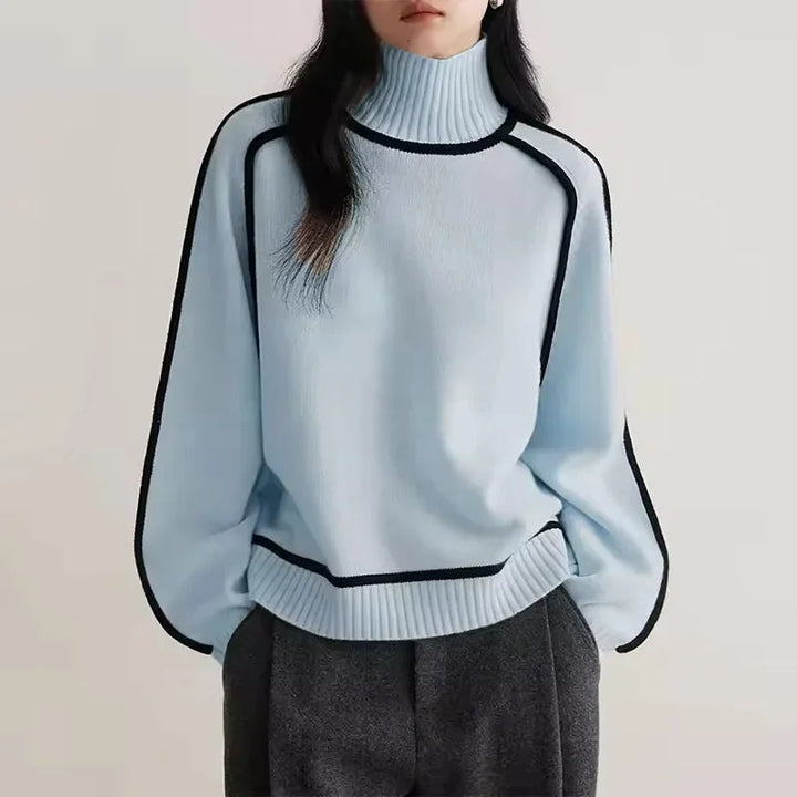 Women's Turtleneck Sweater with Contrast Trim