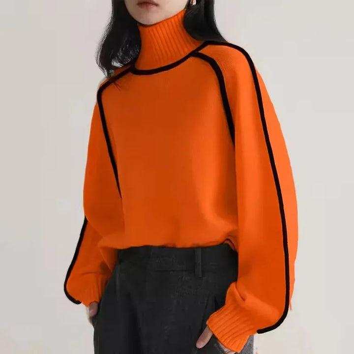Women's Turtleneck Sweater with Contrast Trim