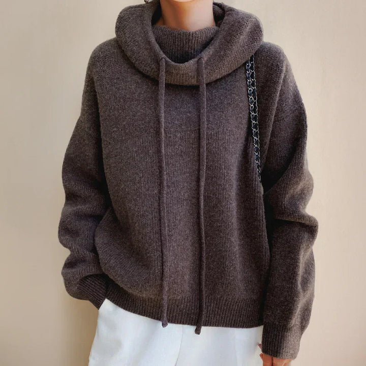 Women's Turtleneck Sweater with Soft Knit and Hood