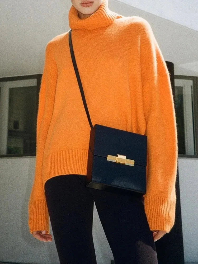 Comfortable Women's Turtleneck Sweater with Long Sleeves