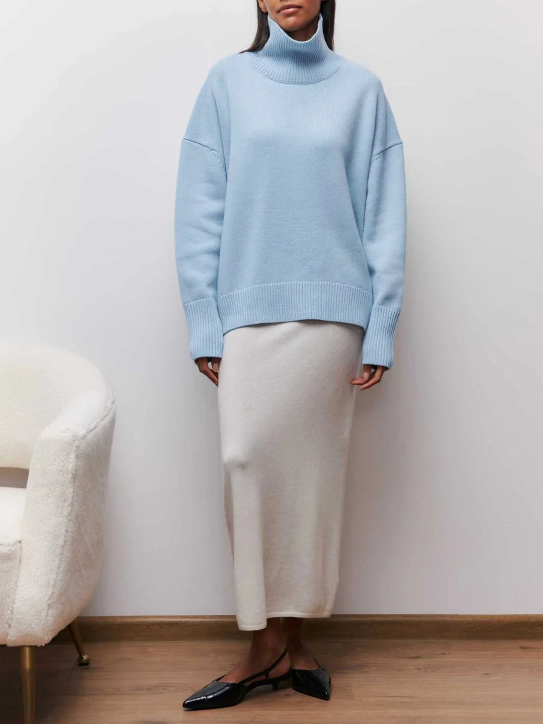 Oversized Women's Turtleneck Sweater, Comfortable