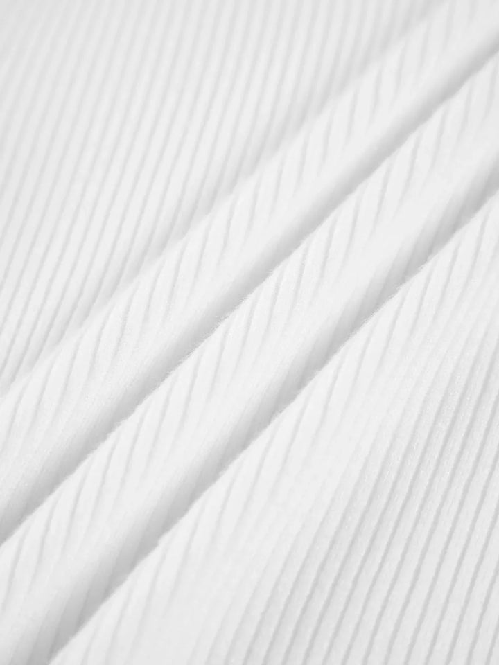 Ribbed women's sweater with a stand-up collar in ivory