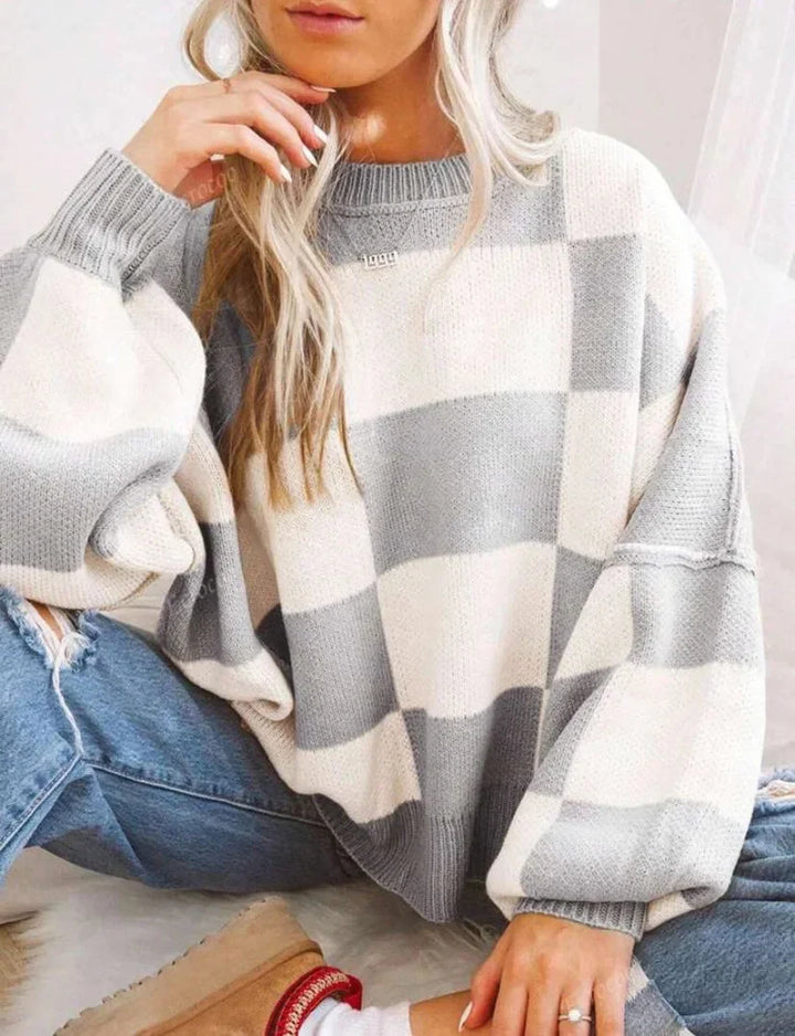 Women's Checked Sweater in Soft, Comfortable Knit