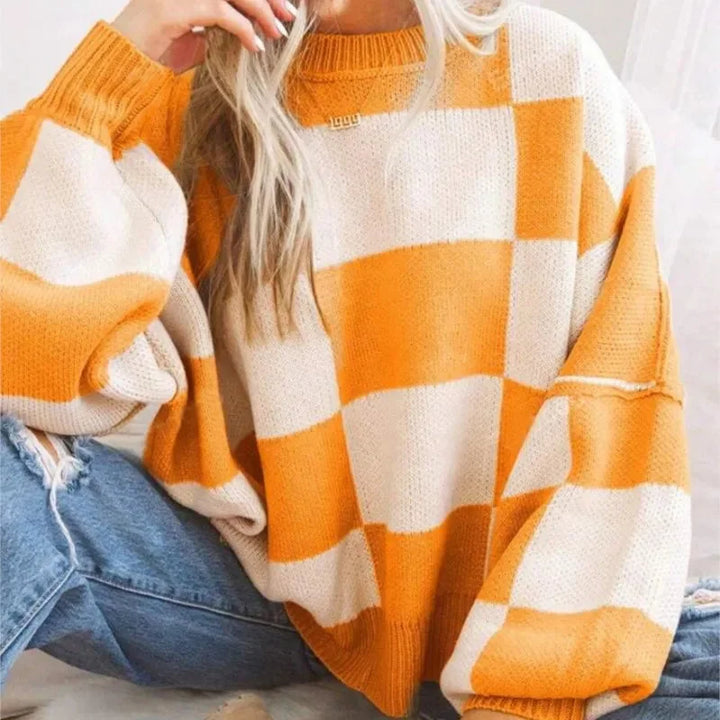 Women's Checked Sweater in Soft, Comfortable Knit