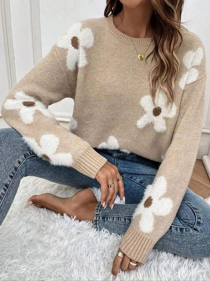 Women's Floral Crew-Neck Sweater