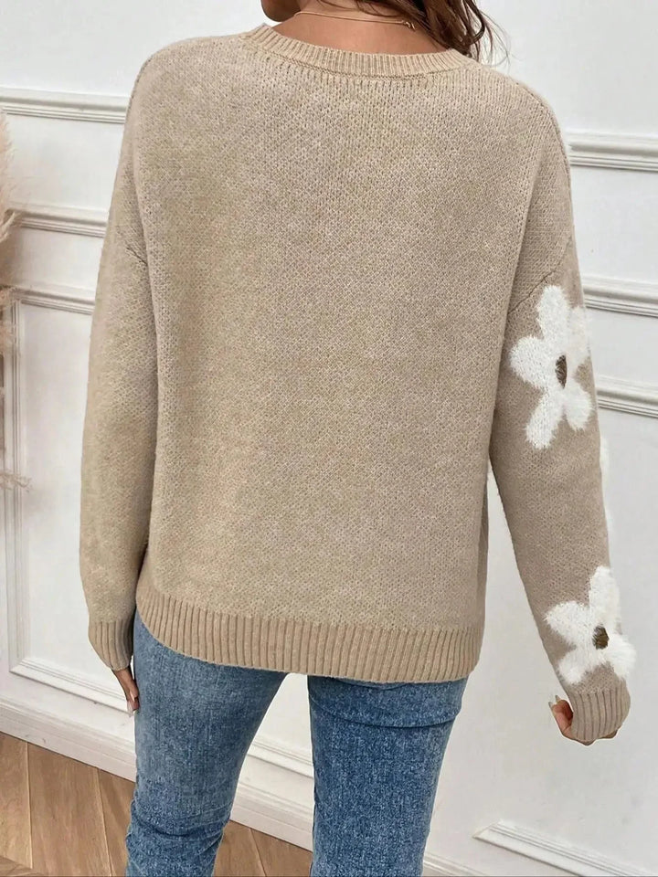 Women's Floral Crew-Neck Sweater