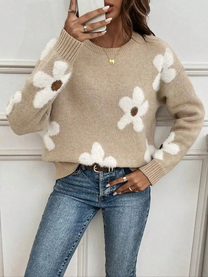 Women's Floral Crew-Neck Sweater