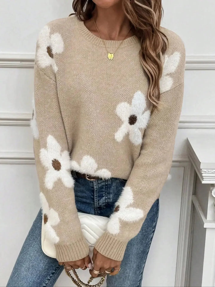 Women's Floral Crew-Neck Sweater